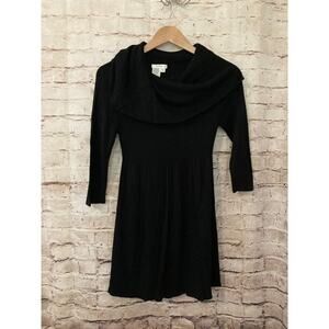 Sophie Max Sweater Dress Womens Medium Black LBD Cowl Neck Knit Stretch